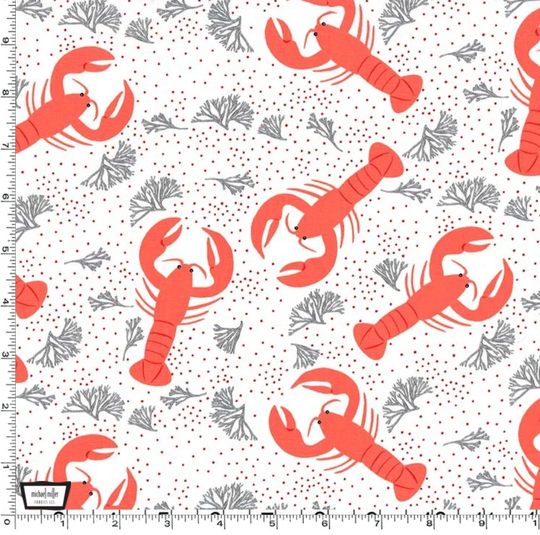 Michael Miller Fresh Catch Fabric // 100% Cotton Quilting Lobster