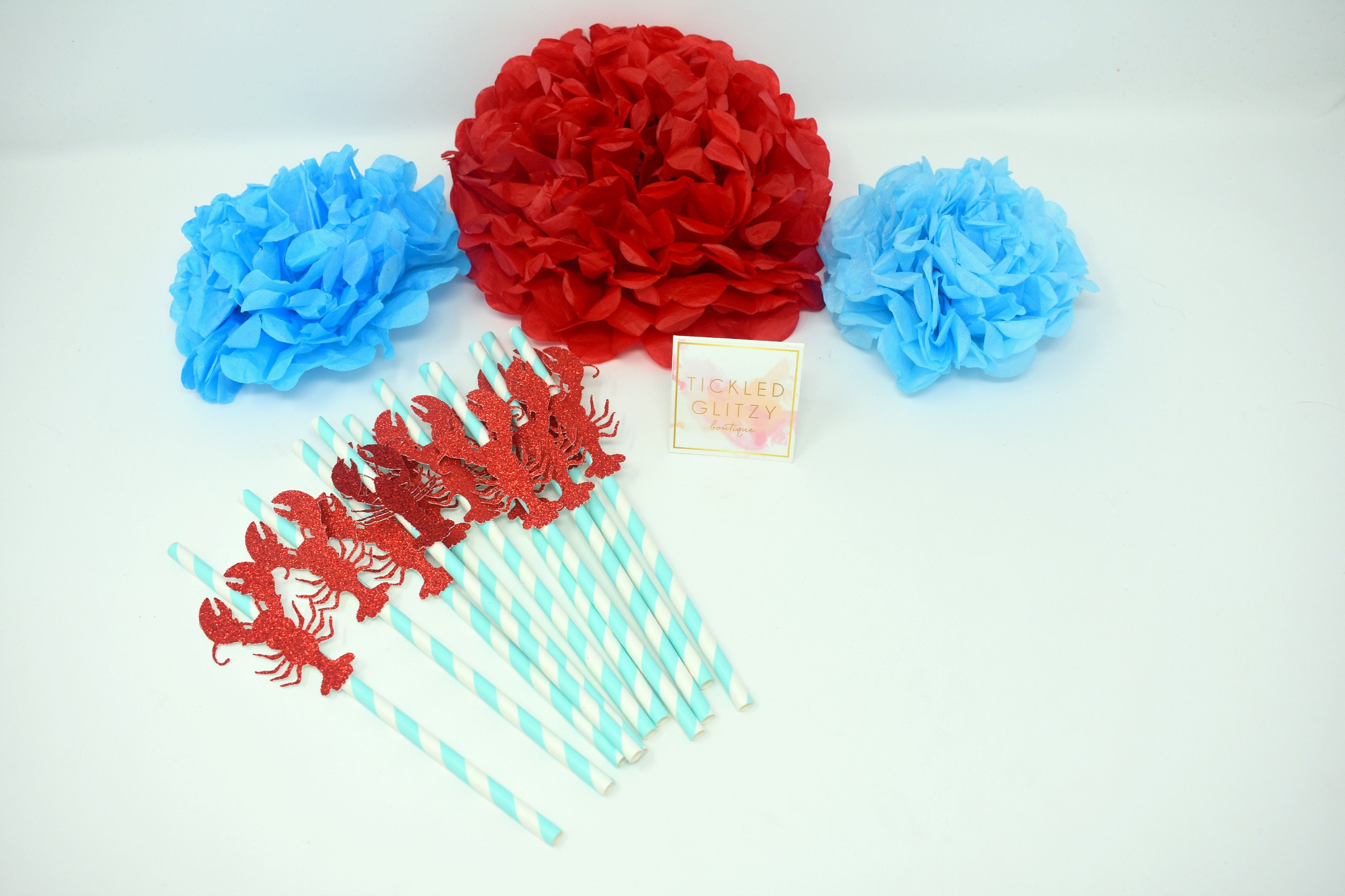 Crawfish Boil Party Decorations, Engagement Party, Straws, Supplies, Seafood Decor