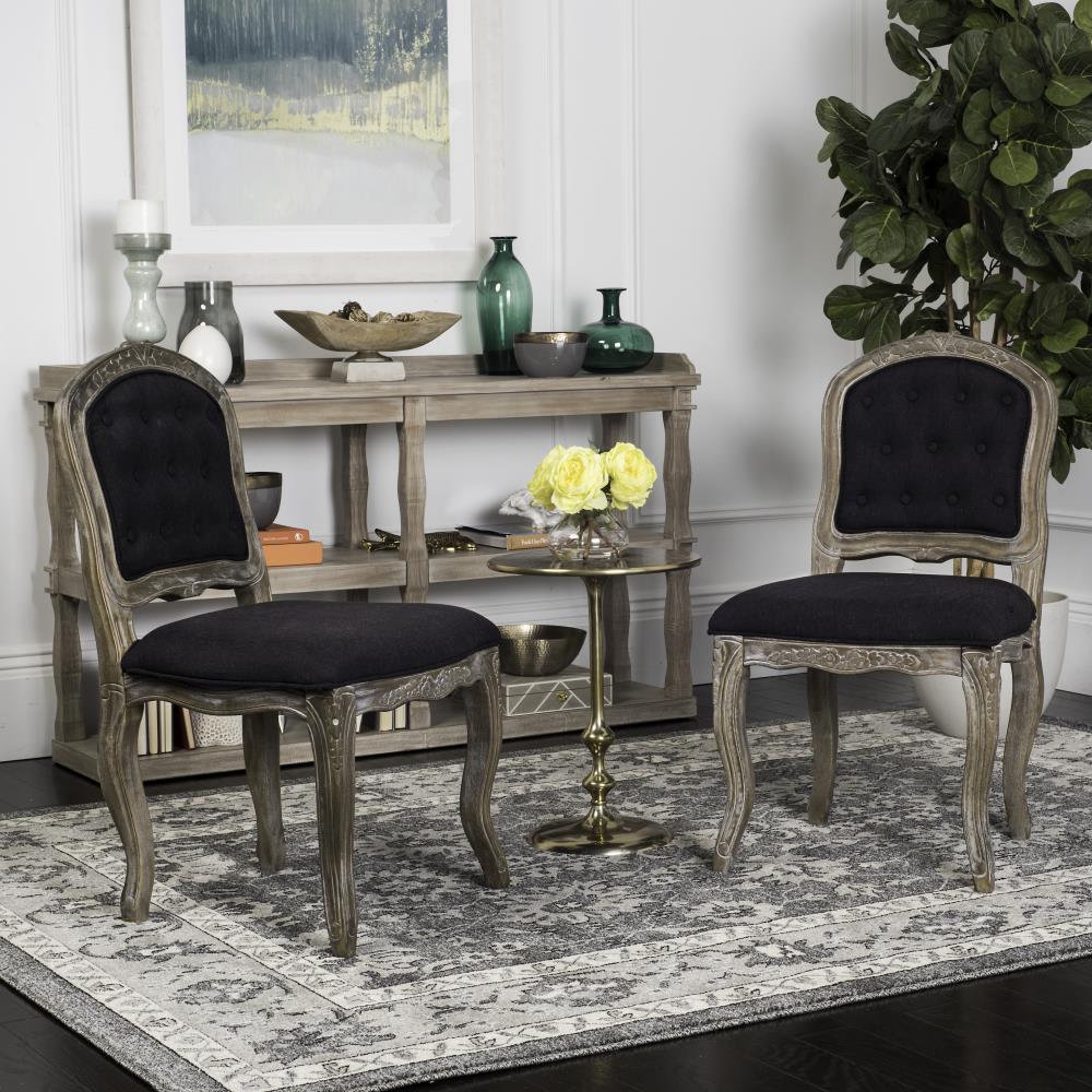 Safavieh Set of 2 Eloise Casual Polyester/Polyester Blend Upholstered Side Chair (Wood Frame) in Brown | FOX6264B-SET2