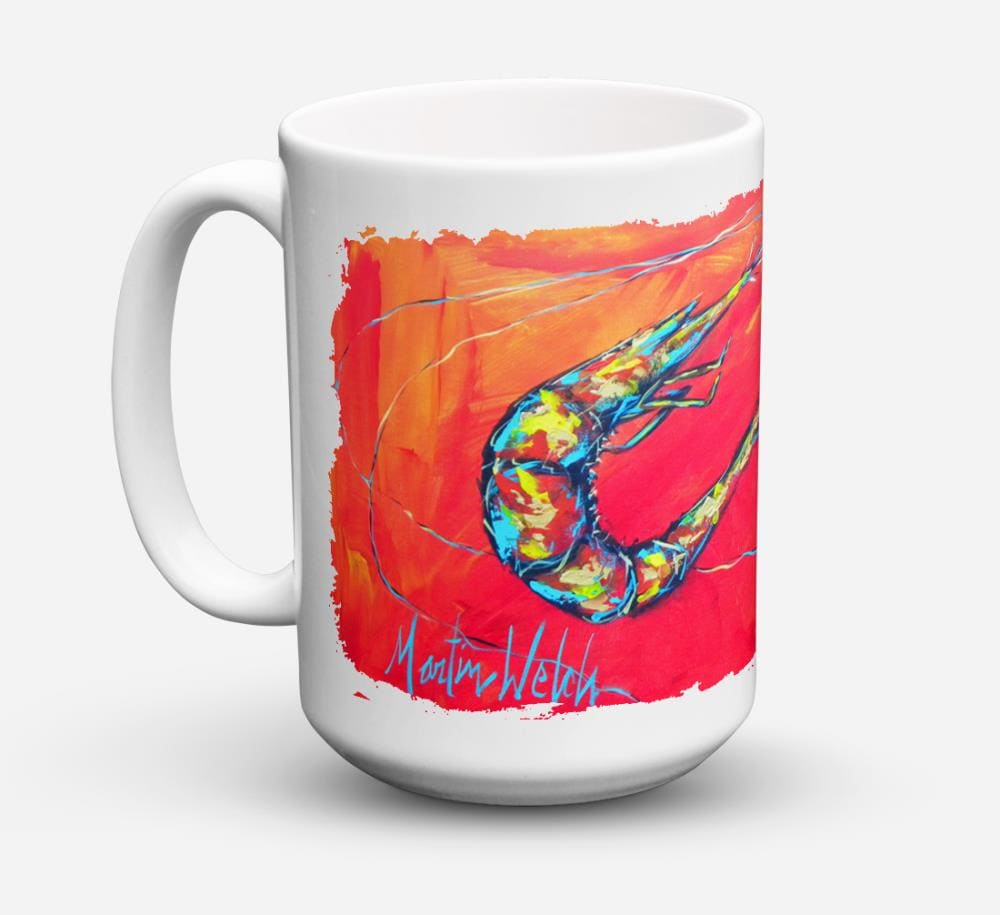 Caroline's Treasures Shrimp Seafood Three 15-fl oz Ceramic Mug | MW1097CM15