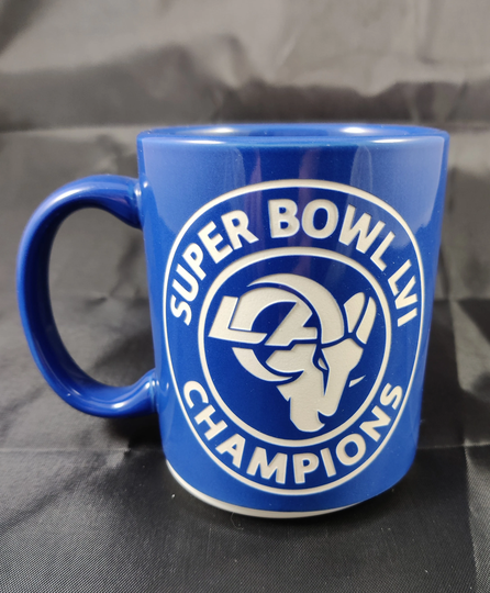 Sb Lvi Champions - La Rams Hand Etched Blue Coffee/Tea Mug 11Oz