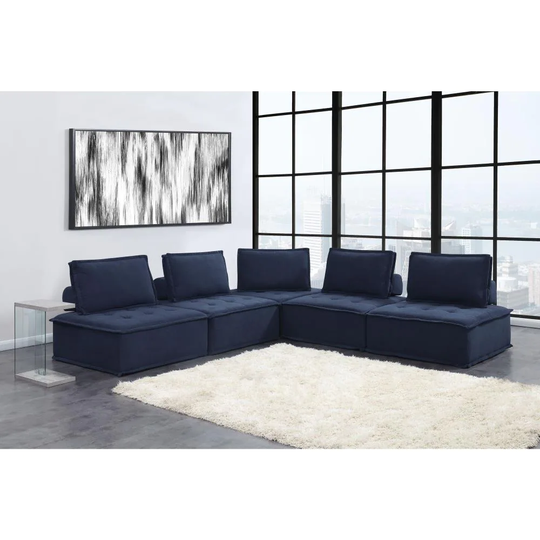 Picket House Furnishings Cube Modern Polyester/Polyester Blend Navy Living Room Set in Blue | UPX16715PC