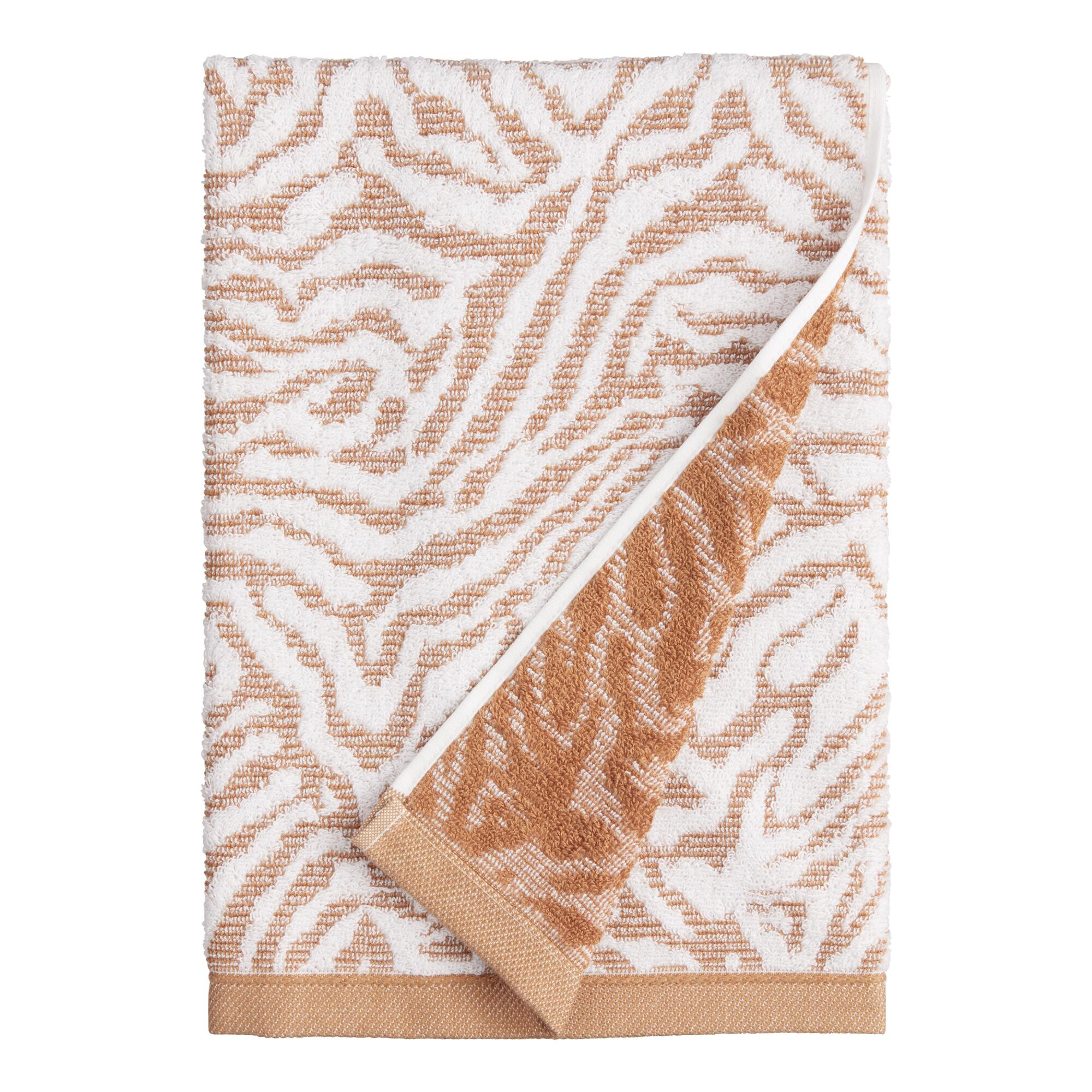 Hazel Brown Sculpted Tiger Stripe Azizi Bath Towel: Orange by World Market
