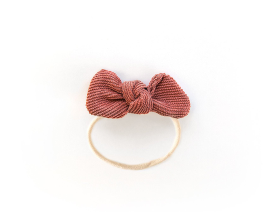Dainty Corduroy Bow in Rust