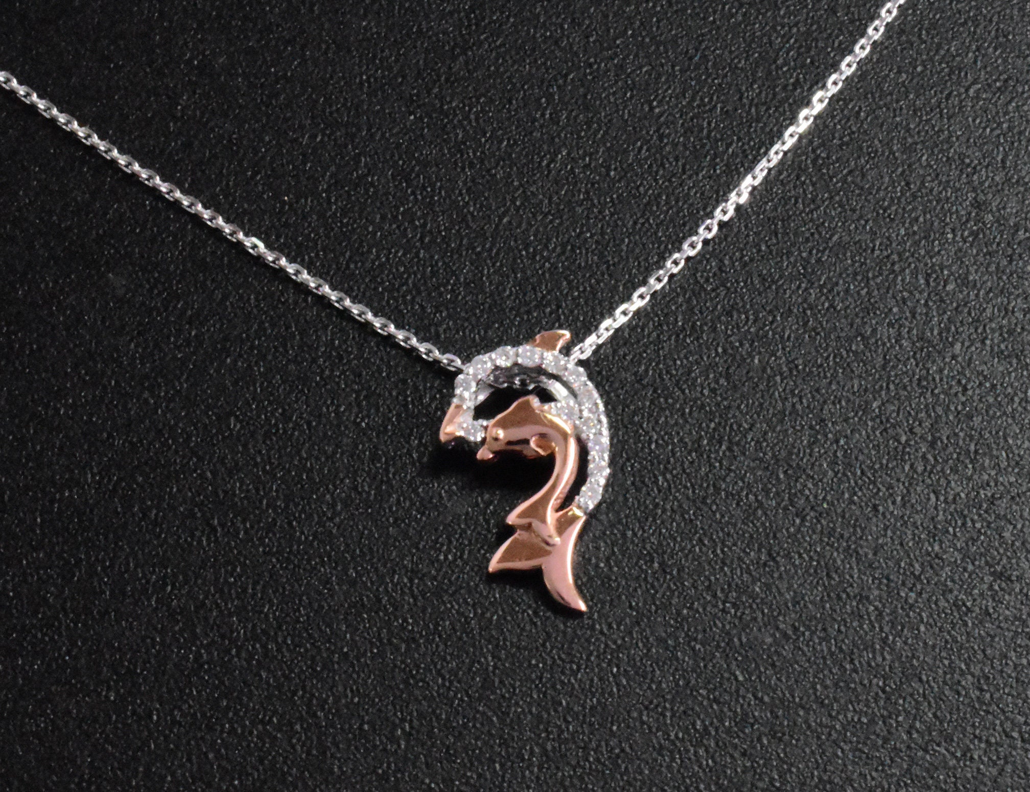 10K 14K 18K Gold Diamond Fish Necklace/Sea Life Dolphin Nautical Pendants Ocean Charm Pendant