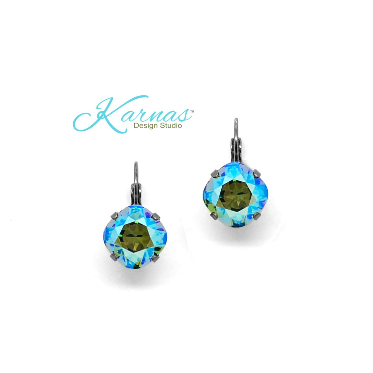 Erinite Twinkle 12mm Cushion Cut Drop Or Stud Earrings K.d.s. Premium Crystal Pick Your Finish Karnas Design Studio Free Shipping