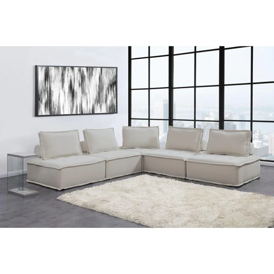 Picket House Furnishings Cube Modern Polyester/Polyester Blend Natural Living Room Set in Off-White | UPX5255PC