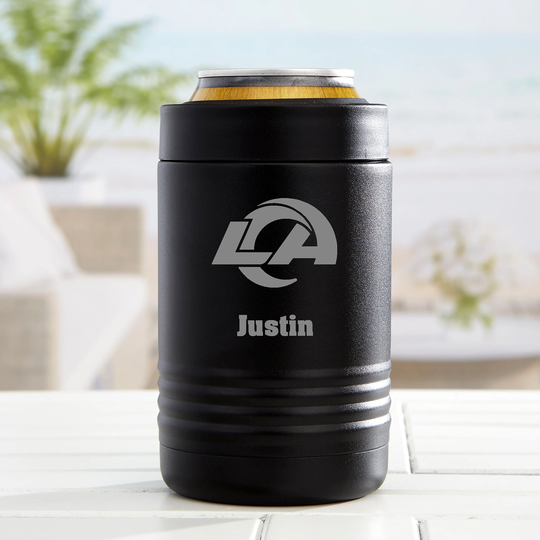 Nfl Los Angeles Rams Personalized Stainless Insulated Can Holder, Sports Gift, Gift For Dad, Gifts Him, Beer