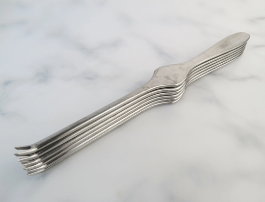 Set Of 6 Inox 18/10 Stainless Steel Flatware Lobster Or Seafood Fork Picks By Effepi - Italy