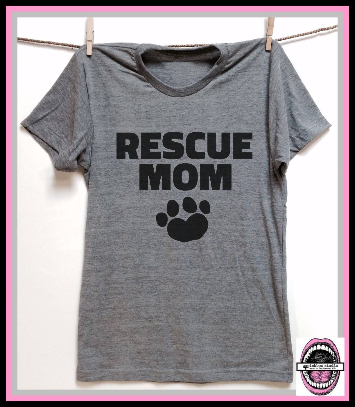 Rescue Mom. Unisex Tri Blend Track T-Shirts Hand Print. Animal Lovers. Dog Shirt. Cat Rescue Dog Or Cat Lovers Gift. Adopt