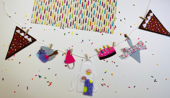 Birthday Cake Baking Miniature Felt Clothesline Banner Garland Bunting Wall Hanging Decoration For Celebrations & Parties