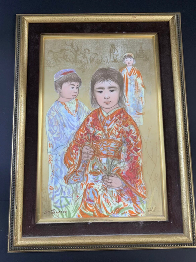 Huge Edna Hibel Porcelain Plaque Signed & Numbered 49/354 18" X 12" Perfect Mo