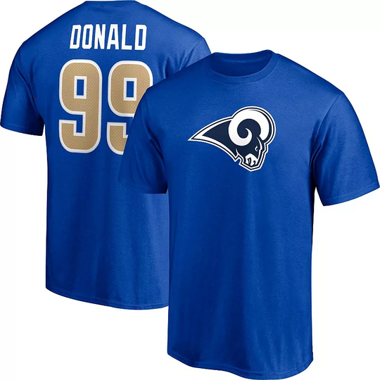 Men's Fanatics Branded Aaron Donald Royal Los Angeles Rams Player Icon Name & Number T-Shirt, Size: 2XL, LAR Blue