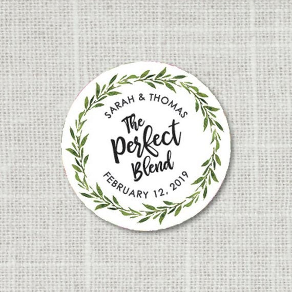 The Perfect Blend Stickers, Favor Tea Coffee Greenery Wedding Stickers For Favors F167
