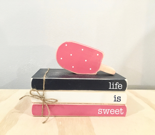 Summer Tiered Tray, Wooden Popsicle, Books, Decor, Ice Cream, Days, Faux Tiered Tray Faux Ice Cream