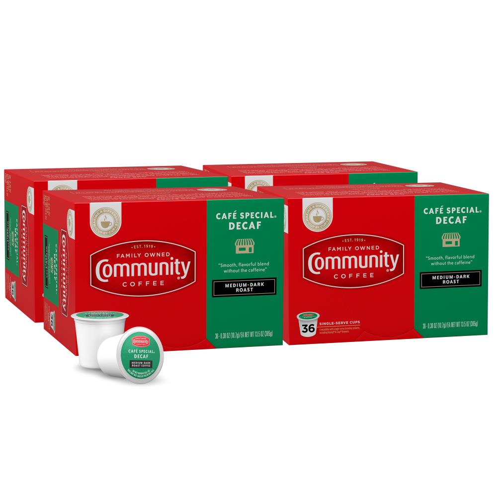 Community Coffee Community Coffee Cafe Special Decaf Blend Medium-Dark Roast Single Serve Pods, 144 | 16343-4