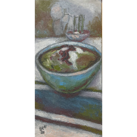 Original Oil Pastel Paintring Of A Bowl Ramen, Framed Painting