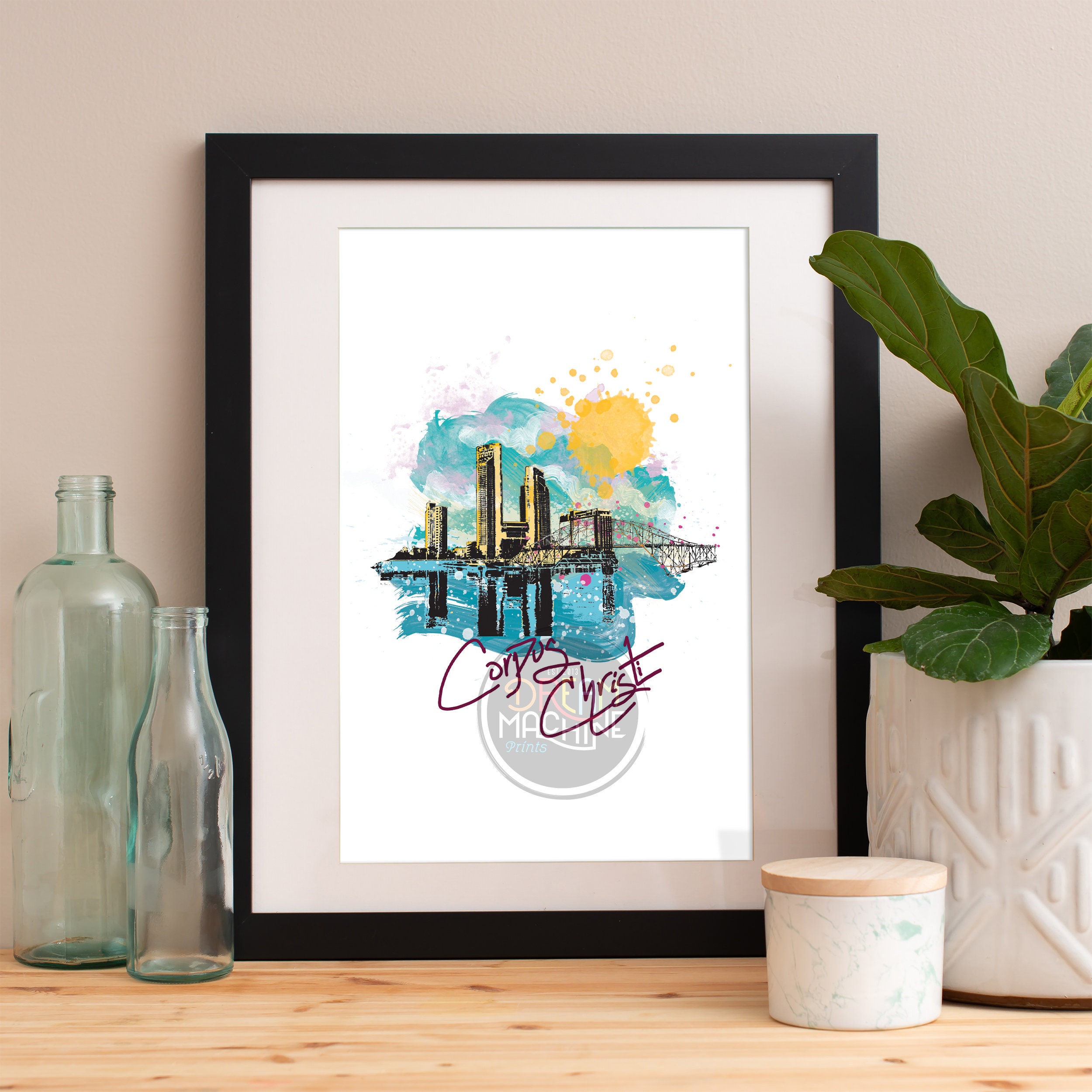 Corpus Christi Print, Skyline, Art, Poster, Watercolor, Art Print