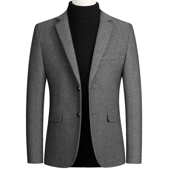 High Quality Men's Wool Suit Coat Wool Blends Casual Blazers Men Suit Top Male Solid Business Casual Mens Coats and Jackets - grey, 4xl