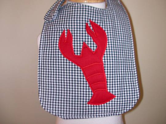 Sierra's Attic Baby Bib Navy Gingham Red Lobster Gifts Shower Unisex Nautical Ocean Seafood