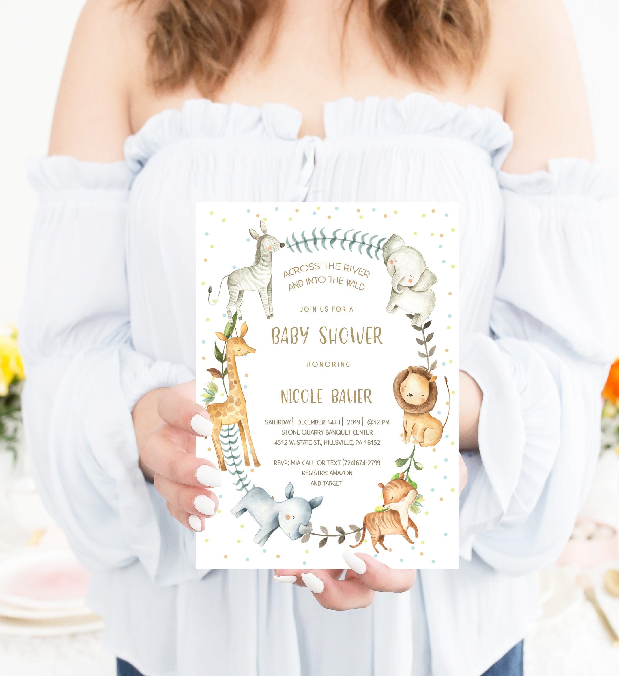 Jungle Baby Shower Invitation, Safari Jungle Zoo Wild Invitation #8