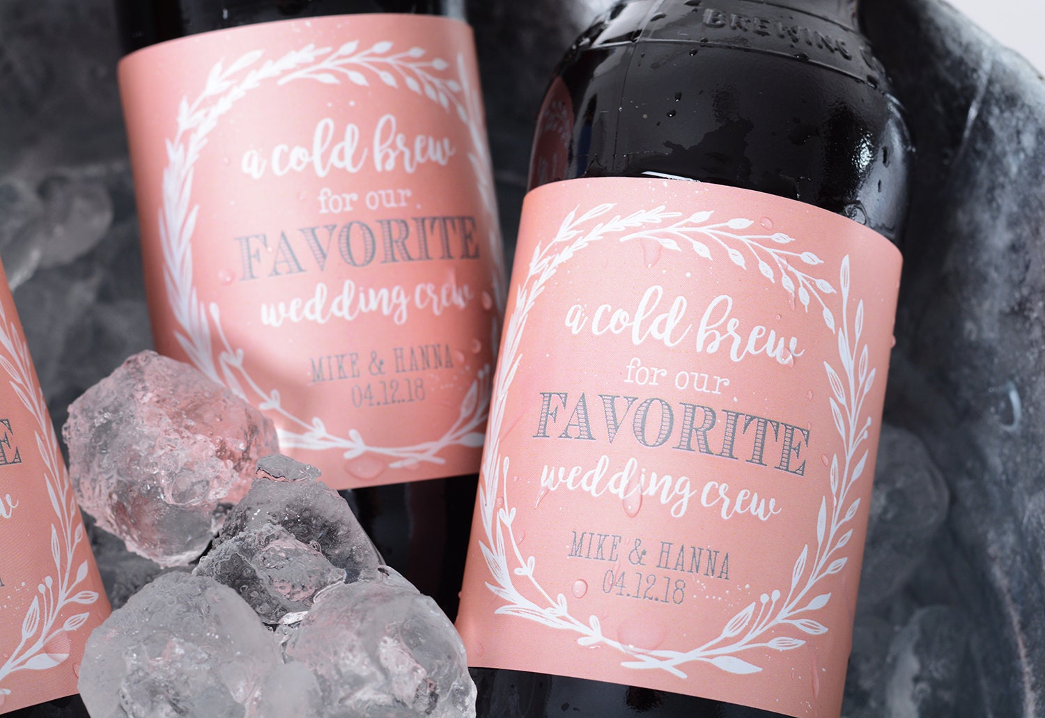 Vintage Wedding Beer Bottle Labels - Custom Personalized Label Waterproof