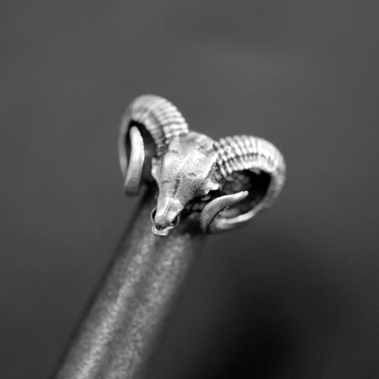 Ram Horn Ring, Head Aries Ring, Silver Plated Hippie Horn Animal Gothic Boho Ring R374 As