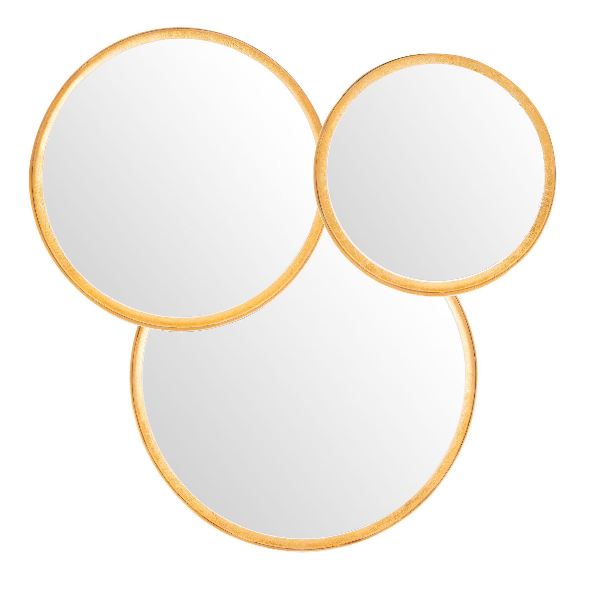 Round Gold and White Foil Layered Mirror by World Market