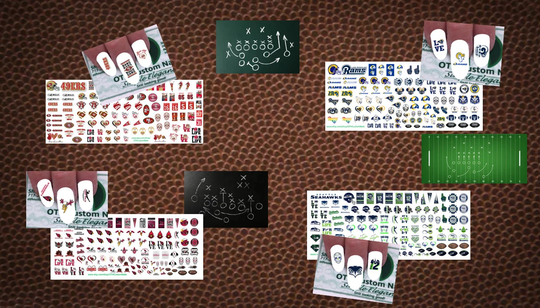 National West Football Decals, Water Transfer Decal, Nail 49Ers, Rams, Seahawks, Cardinals, Full Sheet