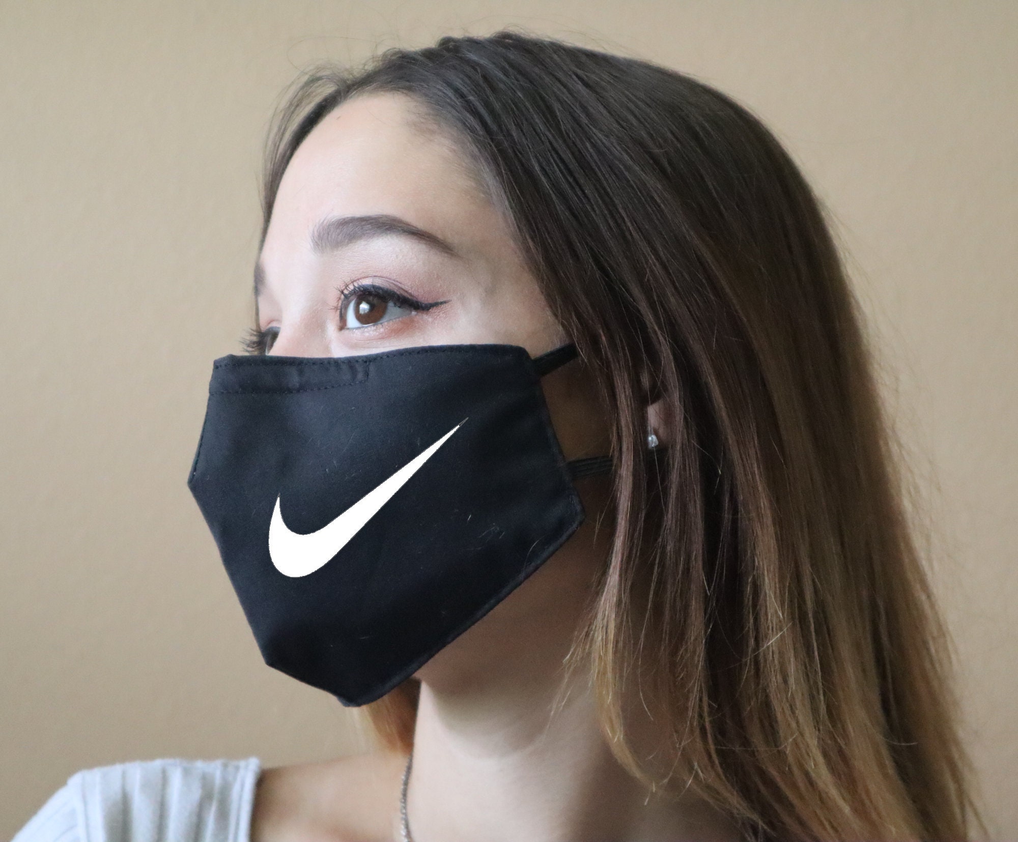 Handmade Cotton Blend Customizable Face Masks With Adjustable Ear-Loops - Nike Adult Small 8 X 5"