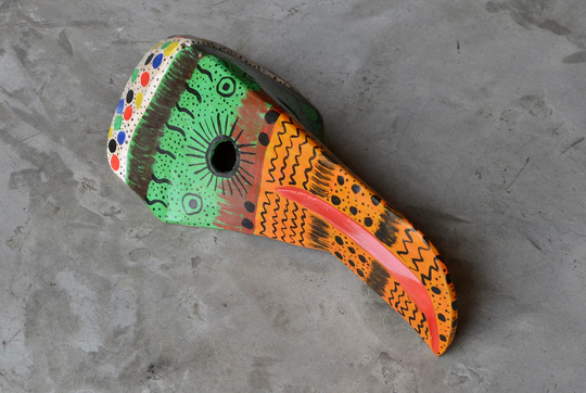 Intervened Toucano Mask Hand-Carved Hand-Painted From Guatemala