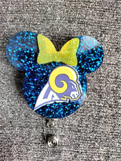 La Rams Girl Mouse Head Name Badge Reel Id Holder Nurse Accessories Teacher Student Cashier Manager Customer Service Team Lead Rn Cna