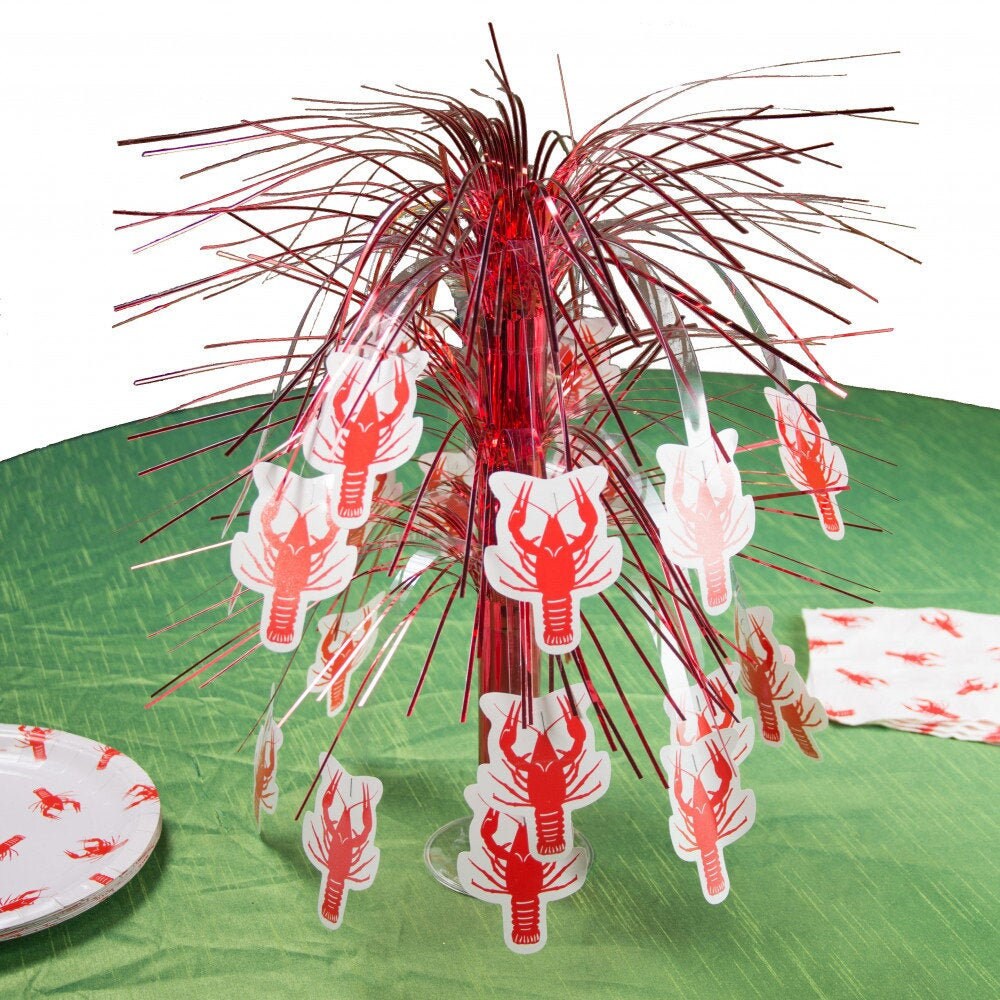 Crawfish Cascade Foil Centerpiece | 18 Mardi Gras Red Seafood Boil Party Lobster Crab Birthday