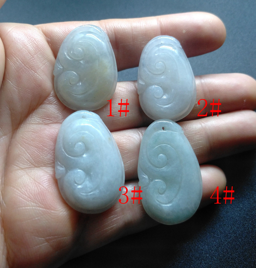 Wish Flower Ruyi Jadeite Jade Pendant, Carved Grade A Natural Jadeite Stone, Burmese Amulet Necklace Pendant, Gemstone Bead Jewelry