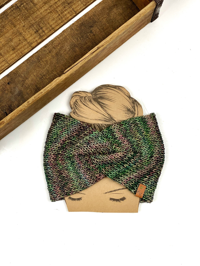 Malabrigo Superwash Merino Wool Headband, Twist Ear Band, Knit Warmer, Kitchen Klutter Messy Bun, Arco Iris