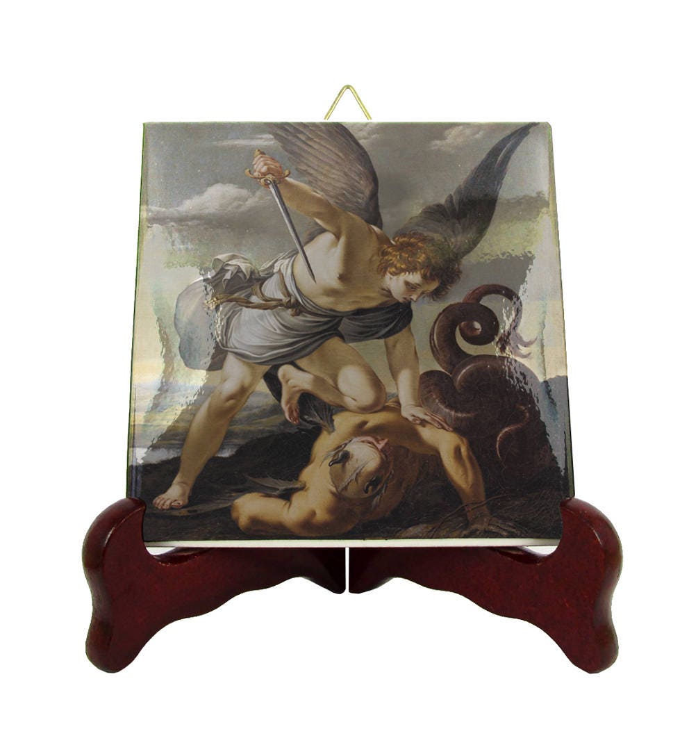 Holy Art - Saint Michael From Religious Painting By Laurent De La Hyre Catholic Print On Tile Crafts Art