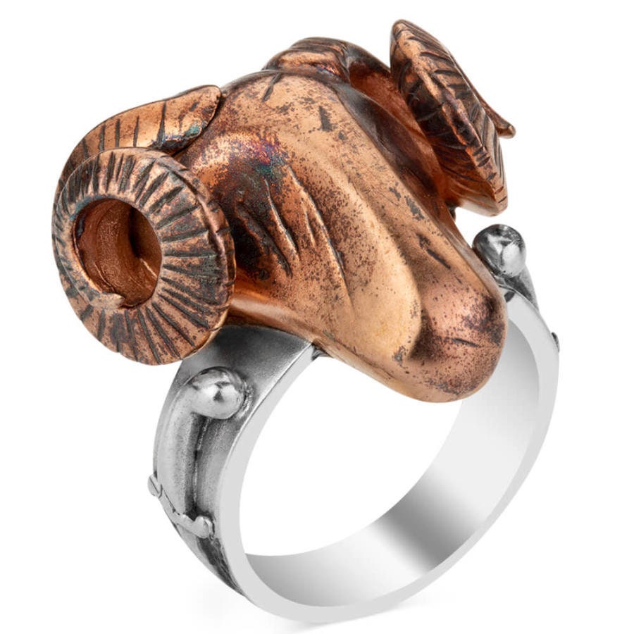 3D Ram's Head Horn Ring, Handcrafted Men Jewelry, Solid 925 Sterling Silver, High Quality Fashionable, Gift For Him, Husband