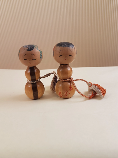 Vintage Traditional Japan Set Of 2 "Kokeshi" Dolls
