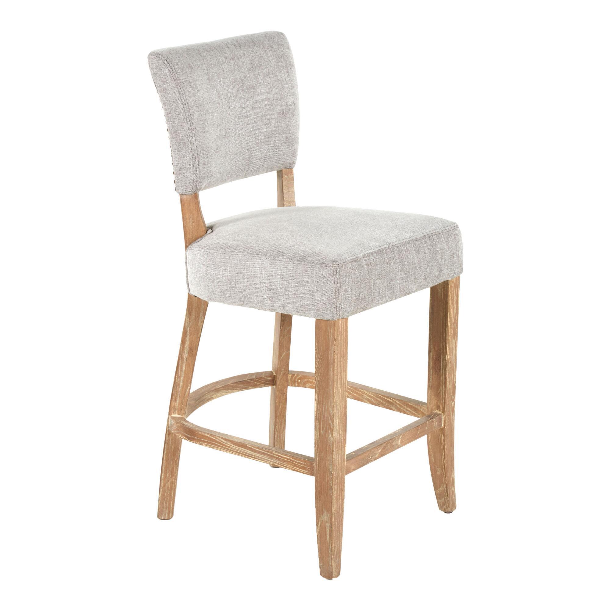 Gray Wood Monroe Upholstered Counter Stool: Gray/Natural by World Market