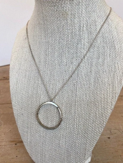 Sterling Silver Articulated Circle Pendant & Necklace/Modern Style Contemporary Flair