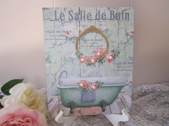 French Style Bathroom Sign Shabby