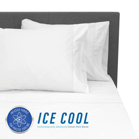 SensorPEDIC Ice Cool 400 Thread Count Sheet Set King 400-Thread Count Cotton Blend White 4-Piece Bed Sheet | 10314