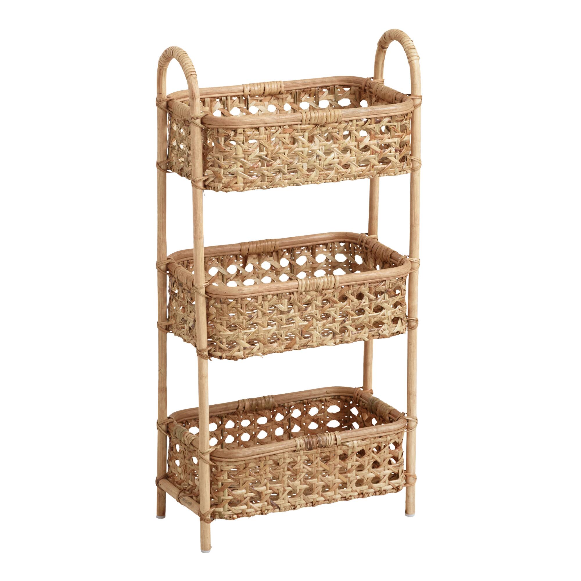 Natural Rattan Cane 3 Tier Farrah Storage Tower by World Market
