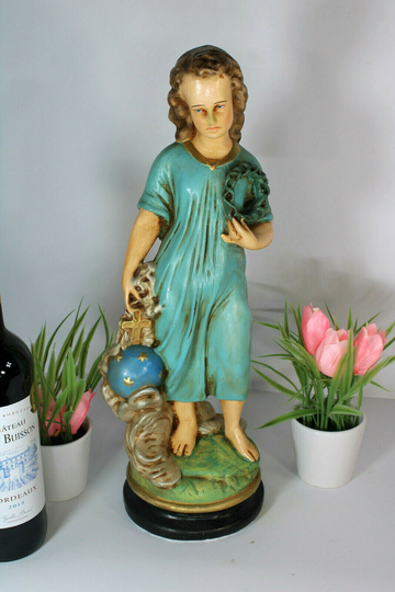 Antique French Chalkware Religious Statue Of Young Jesus