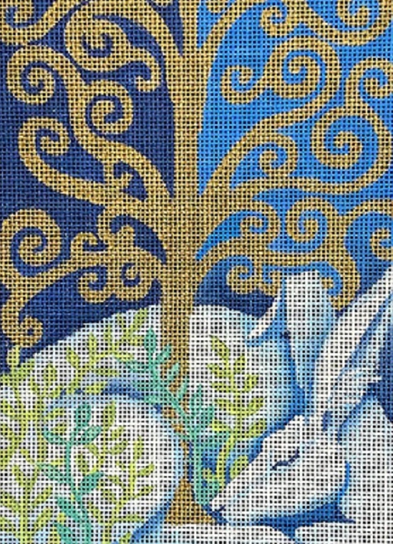 Needlepoint Handpainted Brenda Stofft Spiral Tree 5x7 -Free Us Shipping