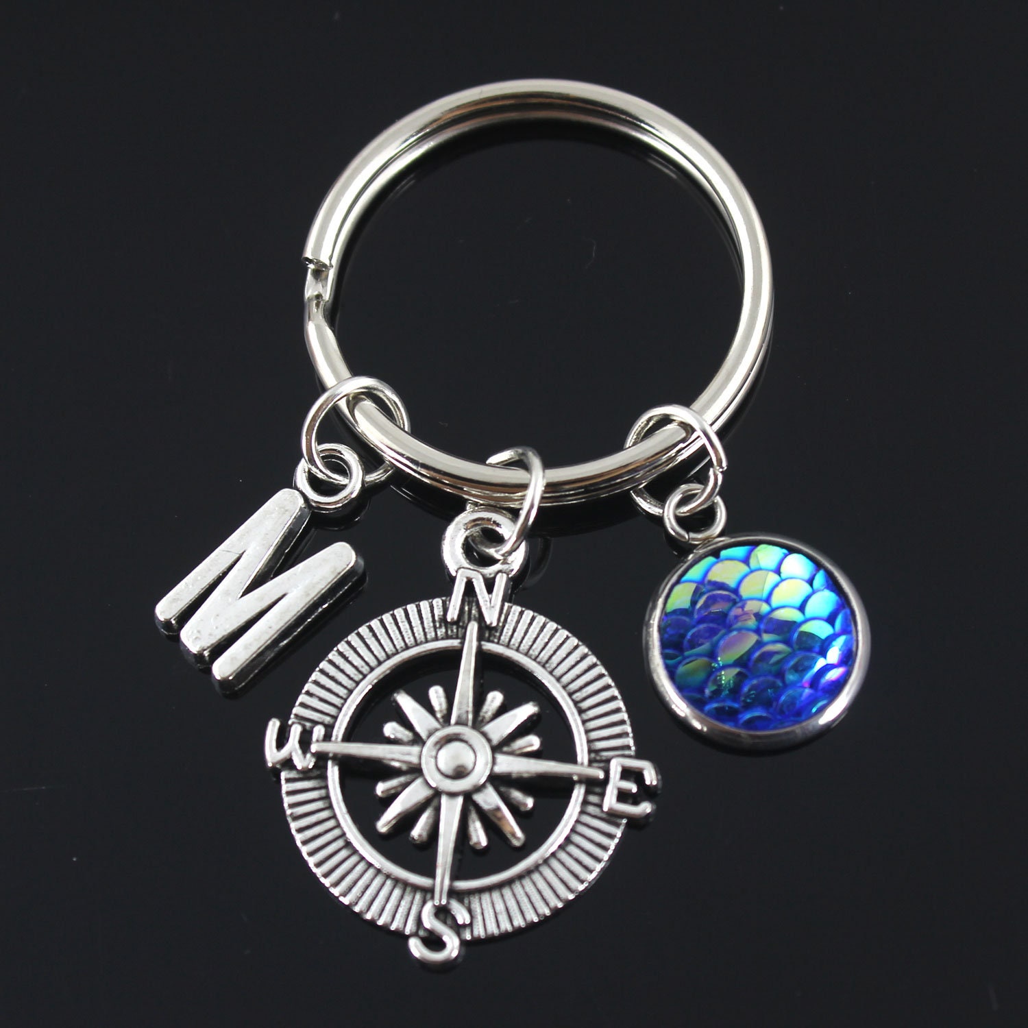 Compass Keychain, Graduation Gift, Friend Graduate High School, College, Encouragement Gift, Intitial Keychain