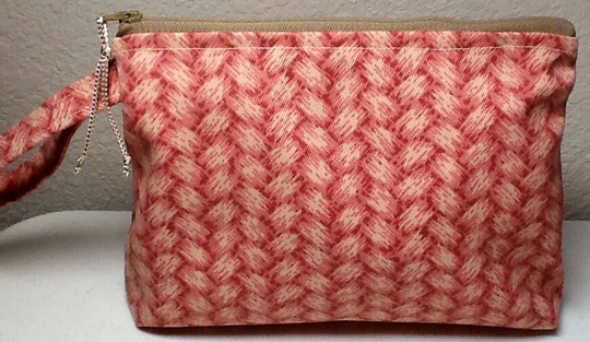 Clutch Purse, Zippered Wristlet Lined Cosmetic Bag, Pouch, Makeup Pencil Case, Clutch, Peach & Tan