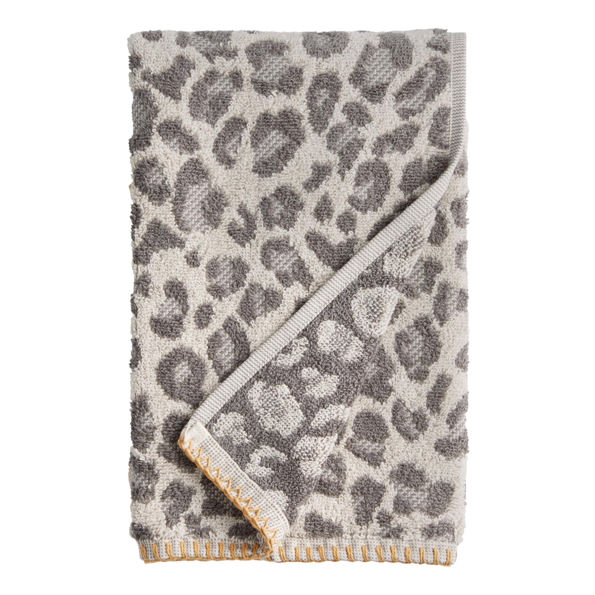 Gray and Ivory Leopard Print Hand Towel by World Market