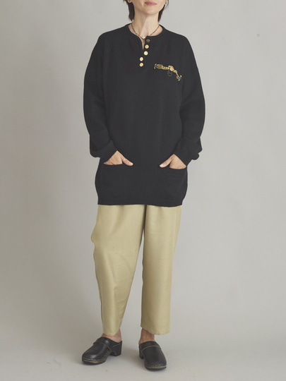 Vintage Black Wool Blend Sweater For Women Size M | Jumper With Golden Buttons - Ftv979