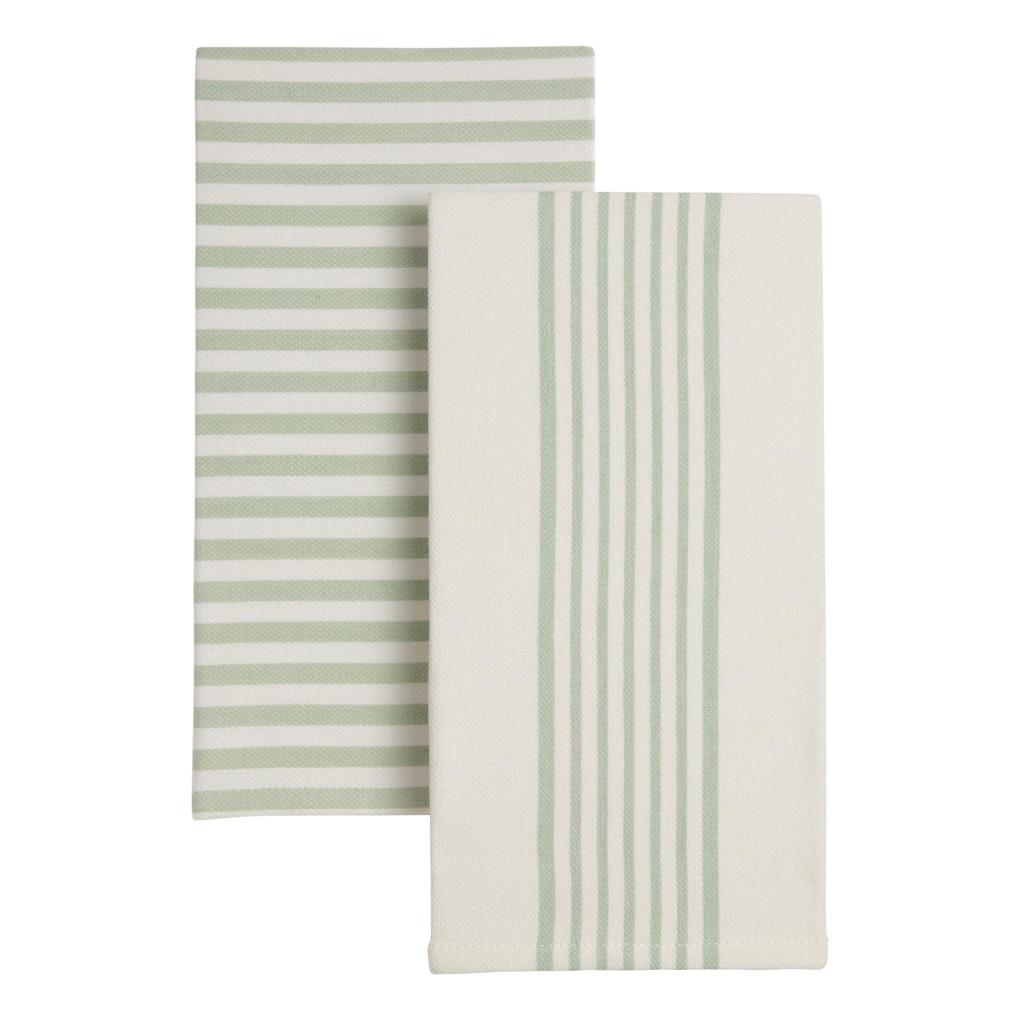 Jadeite Stripe Kitchen Towels 2 Pack: Blue - Cotton - Small by World Market